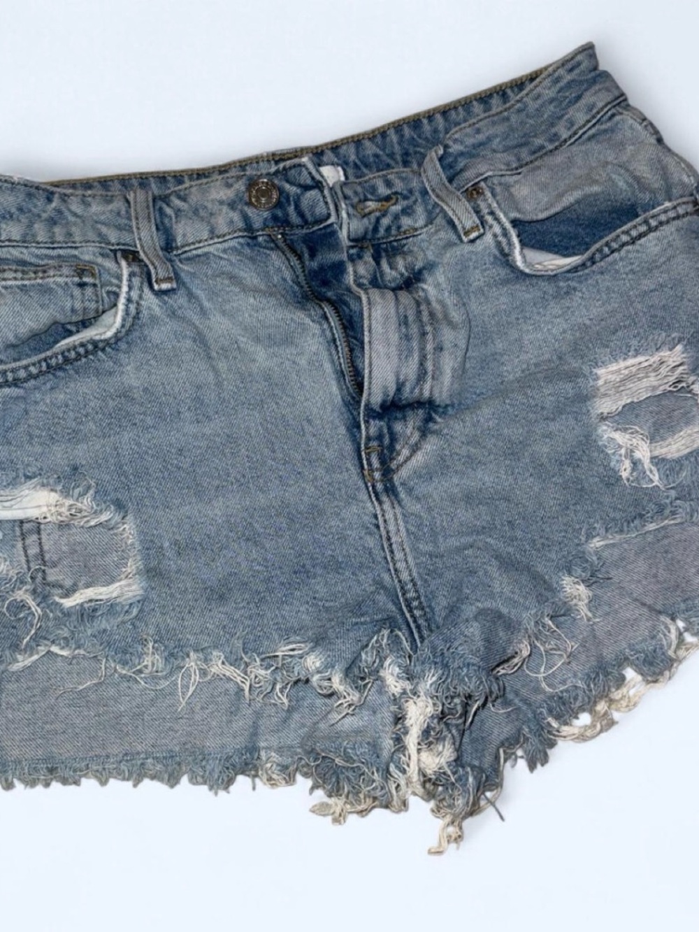 Forever 21 Distressed Light Blue Denim Shorts